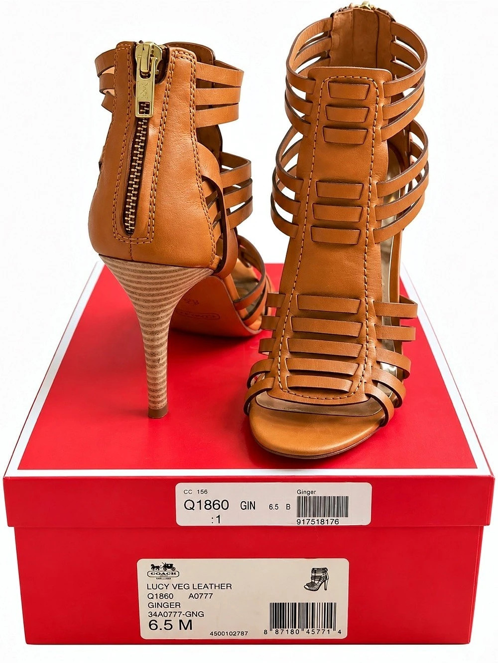Coach Lucy Veg Leather Ginger Heels  US 6.5